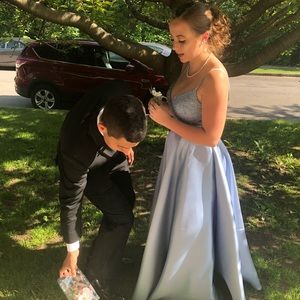 light purplish blue prom dress